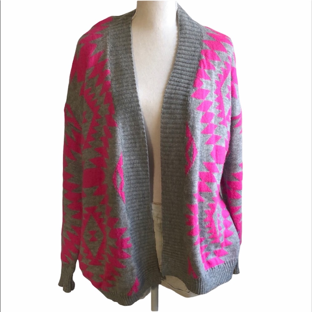 Lush Cardigan Size S/M Pink Pattern Long
